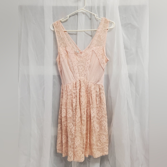 Light Pink/peach Lacey Short Dress - Picture 1 of 6
